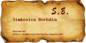 Simkovics Borbála névjegykártya